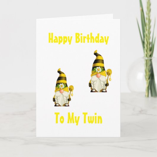 GLÜCKLICHES BIRTHDAY GNOME STYLE ZU MEINER "TWIN"- KARTE (Vorderseite)