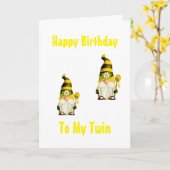 GLÜCKLICHES BIRTHDAY GNOME STYLE ZU MEINER "TWIN"- KARTE (Gelbe Blume)