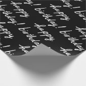 GLÜCKLICHES BIRTHDAY-Handschriftenmuster Schwarz-w Geschenkpapier (Ecke)