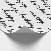 GLÜCKLICHES BIRTHDAY-Handschriftenmuster Schwarz-w Geschenkpapier (Ecke)