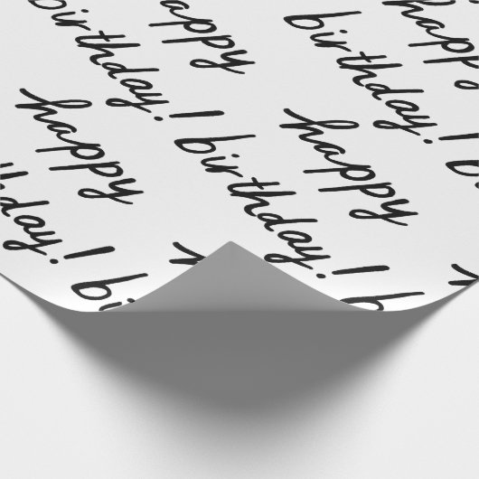 GLÜCKLICHES BIRTHDAY-Handschriftenmuster Schwarz-w Geschenkpapier (Ecke)
