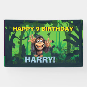 GLÜCKLICHES BIRTHDAY MONKEY KIDS Banner