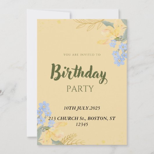 GLÜCKLICHES BIRTHDAY-PARTY EINLADUNG (Vorderseite)