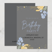 GLÜCKLICHES BIRTHDAY-PARTY EINLADUNG (Vorne/Hinten)