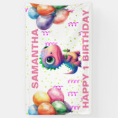 GLÜCKLICHES BIRTHDAY PINK T REX Banner (Vertikal)