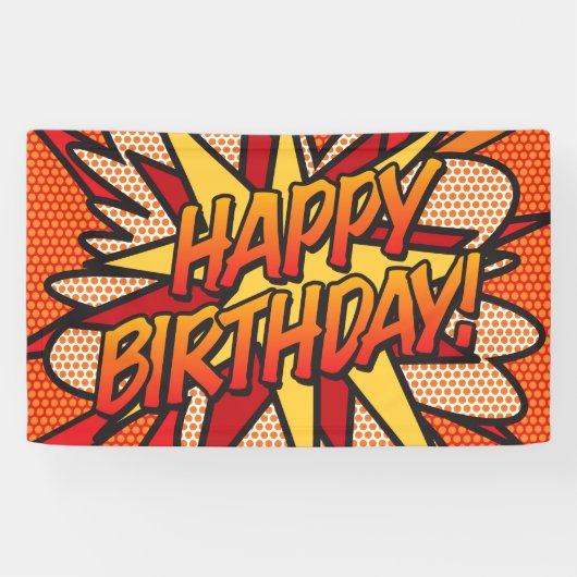 GLÜCKLICHES BIRTHTAGES Comic Pop Banner (Horizontal)