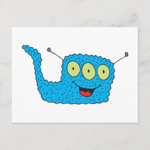 glückliches blaues albernes Monster Postkarte