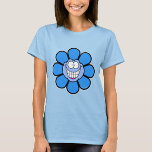 Glückliches Blaues Blumen T-Shirt
