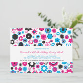 Glückliches Blumen-Party Einladung (Stehend Vorderseite)