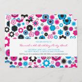 Glückliches Blumen-Party Einladung (Vorne/Hinten)