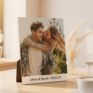 Glückliches Brautpaar Foto Fotoplatte