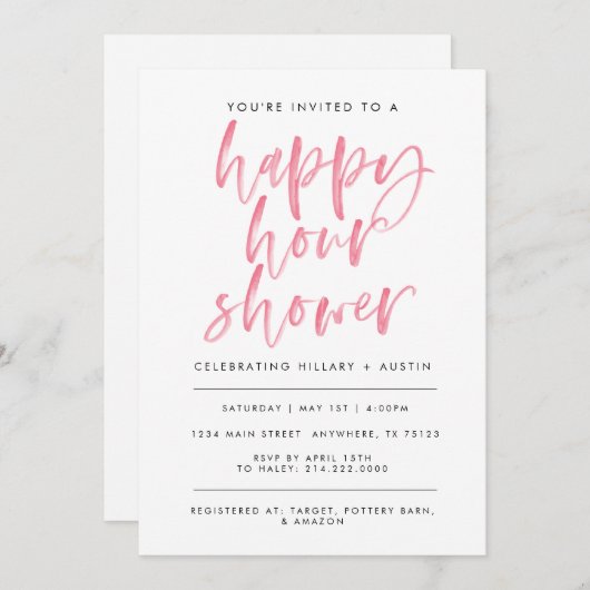 GLÜCKLICHES BRAUTPARTY - KORALE EINLADUNG (Vorne/Hinten)