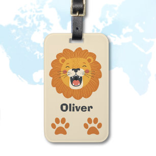 Glückliches Brüllendes Löwengesicht – Süßes Safari Gepäckanhänger