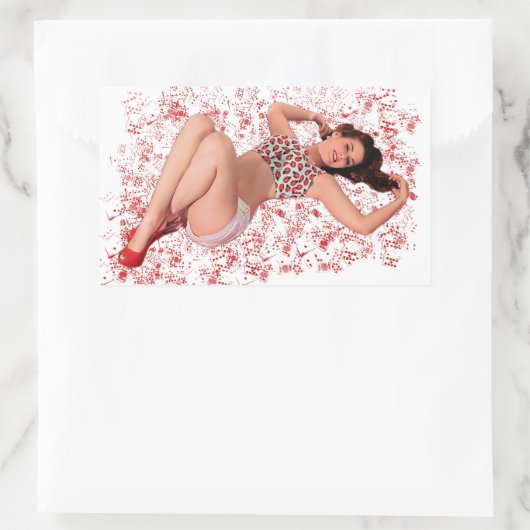 Glückliches Button auf Rechteckiger Aufkleber (Tasche)