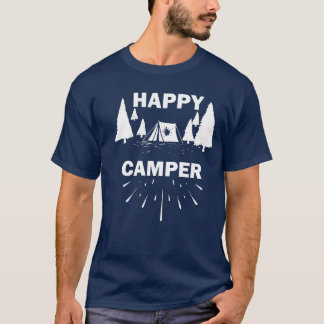 Glückliches Campen in den Bergen und Natur Mädchen T-Shirt