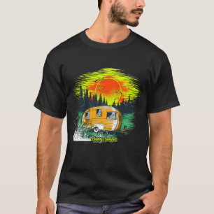 Glückliches Camper-Sonnenuntergangs-Wald-T-Shirt T-Shirt