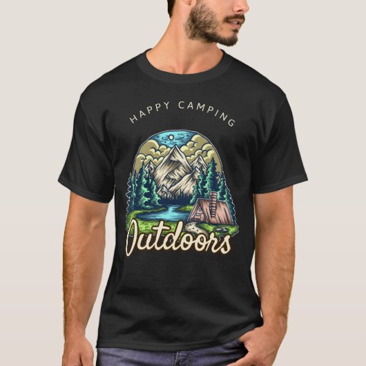 Glückliches Camping-Geschenk T-Shirt (Vorderseite)