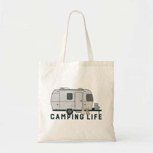 Glückliches Campingsleben mit niedlichen Frenchies Tragetasche (Vorne)