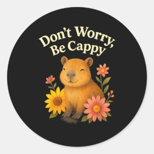 Glückliches Capybara Keine Sorge Sei Cappy Sonnenb Runder Aufkleber
