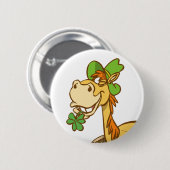 Glückliches Cartoon Pferd am St. Patrick's Day Button (Vorne & Hinten)