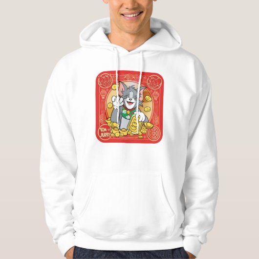 Glückliches Cat Jerry mit Gold Sycees Hoodie (Vorderseite)