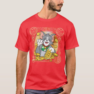 Glückliches Cat Jerry mit Gold Sycees T-Shirt
