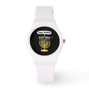 Glückliches Channukah Menora/Chanukia Armbanduhr