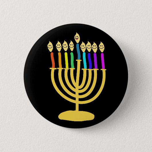 Glückliches Channukah Menora/Chanukia Button (Vorderseite)