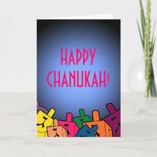 Glückliches Chanukah mit dreidles Feiertagskarte