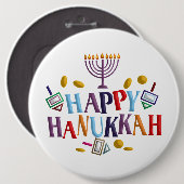 Glückliches Chanukka Button (Vorne & Hinten)
