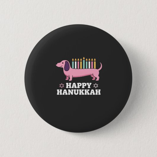 Glückliches Chanukka Dachshund Hund Button (Vorderseite)