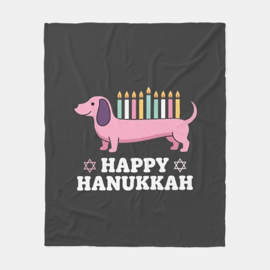 Glückliches Chanukka Dachshund Hund Fleecedecke (Vorderseite)