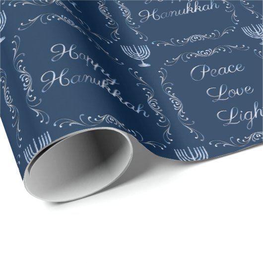 Glückliches Chanukka-FriedensLiebe-Licht Geschenkpapier (Rolleneckpunkt)