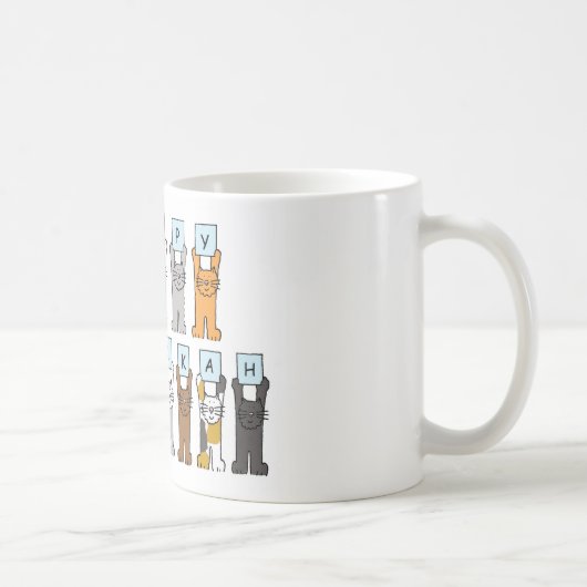 Glückliches Chanukka für Katzen-Liebhaber Kaffeetasse (Rechts)