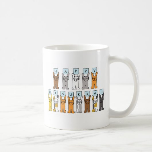Glückliches Chanukka für Katzen-Liebhaber Kaffeetasse (Rechts)