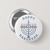 Glückliches Chanukka Menorah Button (Vorne & Hinten)