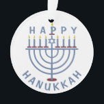 Glückliches Chanukka Menorah Ornament<br><div class="desc">Diese hübschen doppelseitigen Verzierungen haben ein menorah und die Wörter "glückliches Chanukka." Sehen Sie die zusammenpassenden Party Einladungen hier: https://www.zazzle.com/hanukkah_party_funny_whole_latke_fun_invitation-256781977102628379</div>