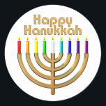 Glückliches Chanukka Menorah Runder Aufkleber<br><div class="desc">Glückliches Chanukka Menorah</div>