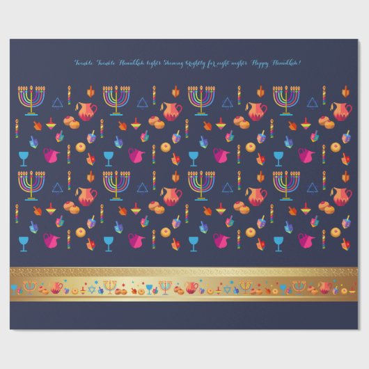 Glückliches Chanukka-Party-schöne Dekoration Geschenkpapier (Flach)
