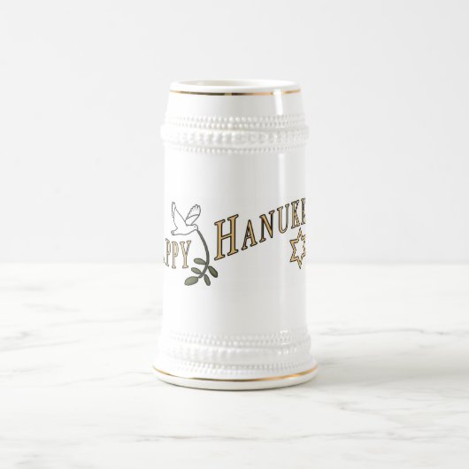 Glückliches Chanukka Stein Bierglas (Mittel)