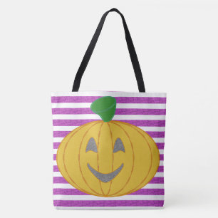 Glückliches Chic Modernes Orange Kürbis Lila Geome Tasche