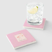 Glückliches Chic Rosa Flamingo Steinuntersetzer (Seitenansicht)