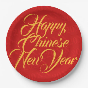 Glückliches Chinesisches Neujahrsfest 20XX Pappteller