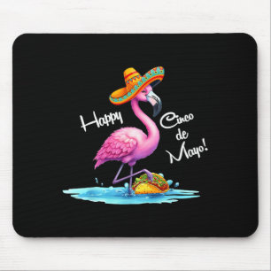Glückliches Cinco de Mayo Flamingo-Design mit Taco Mousepad
