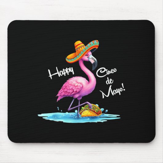 Glückliches Cinco de Mayo Flamingo-Design mit Taco Mousepad (Vorne)