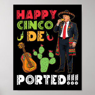 Glückliches Cinco De Ported Spaß Trump Sombrero Ta Poster
