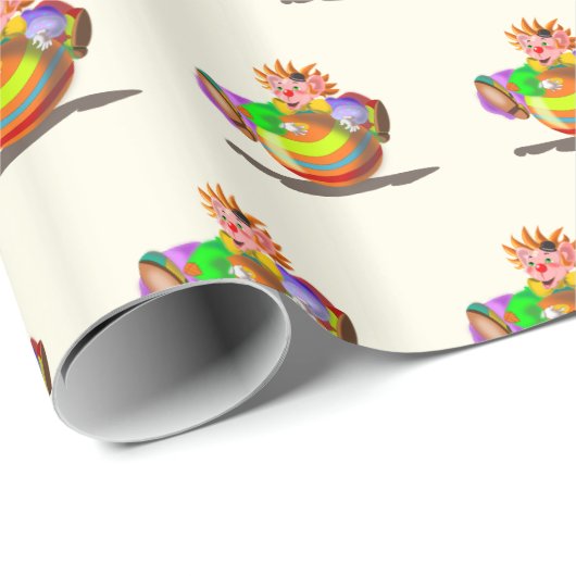 Glückliches Clownwrapping Paper - Circus - Malerei Geschenkpapier (Rolleneckpunkt)