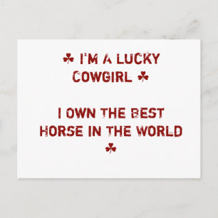Glückliches Cowgirl Weil ich das beste Pferd besit Postkarte