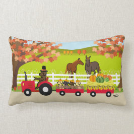 Glückliches Dankeschön an Labradors und Traktor Lendenkissen