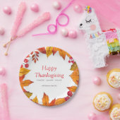 glückliches Danksagland Rustikales Herbstblatt Pappteller (Party)